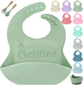SRdrew Personalized Silicone Bibs Set Custom Engraved Name Icon Toddler Bib by SRdrew