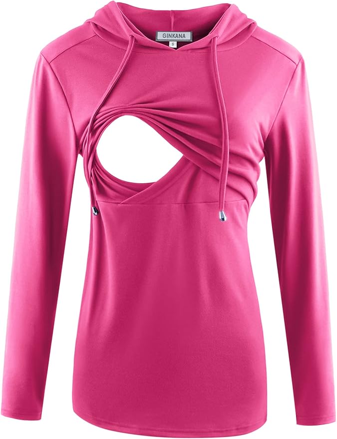 GINKANA Women's Nursing Hoodie Sweatshirt Long Sleeves Breastfeeding Maternity by GINKANA