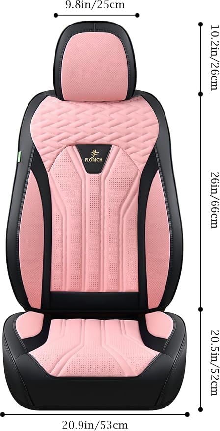 FLORICH Leather Seat Covers Pink Car Seat Covers Full Set Car Seat Protectors 5 - Image 3
