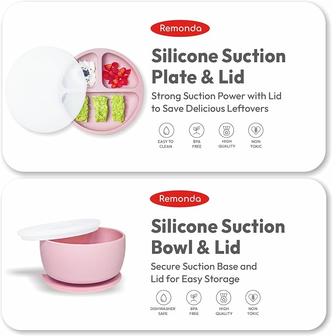 Remonda 23-Piece BPA-Free Silicone Baby Feeding Set | Extra Large Suction Plates - Image 4