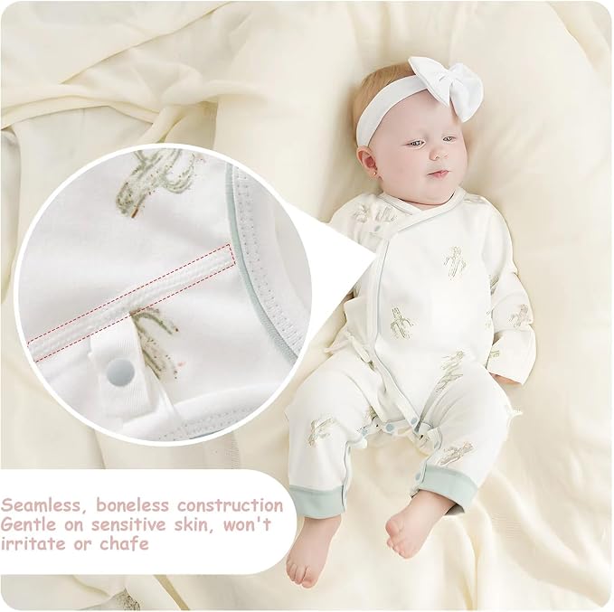 100% Organic Cotton Soft 0-6 Months Unisex Footless Newborn Baby Sleepers - Image 5