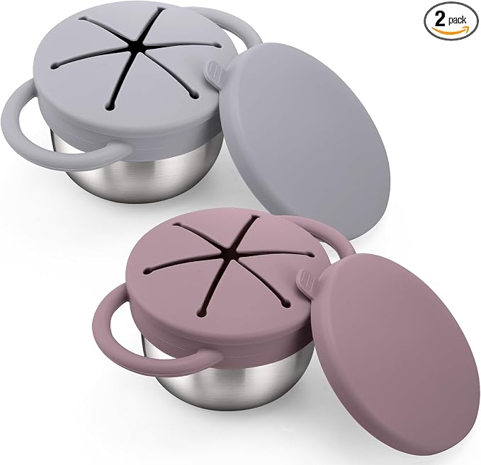 BUSOHA 2 Pack Stainless Steel Toddler Snack Cups - 9 OZ Snack Cups by BUSOHA