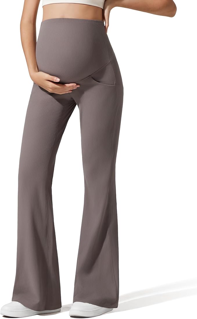 G4Free Ribbed Maternity Flare Yoga Pants by G4Free