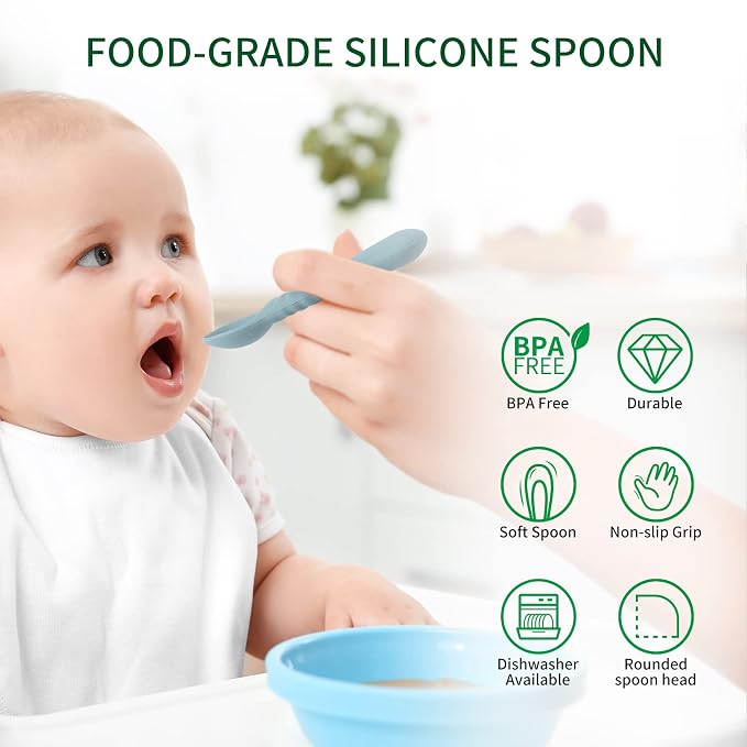ME.FAN Silicone Baby Feeding Spoons 6 Pack First Stage Infant Spoons - Image 4