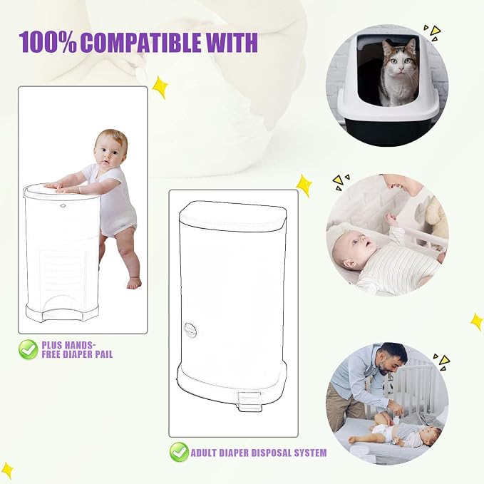 Refills Compatible with Plus Diaper Pail Refills 8 Pack Diaper Pail Liners with - Image 4