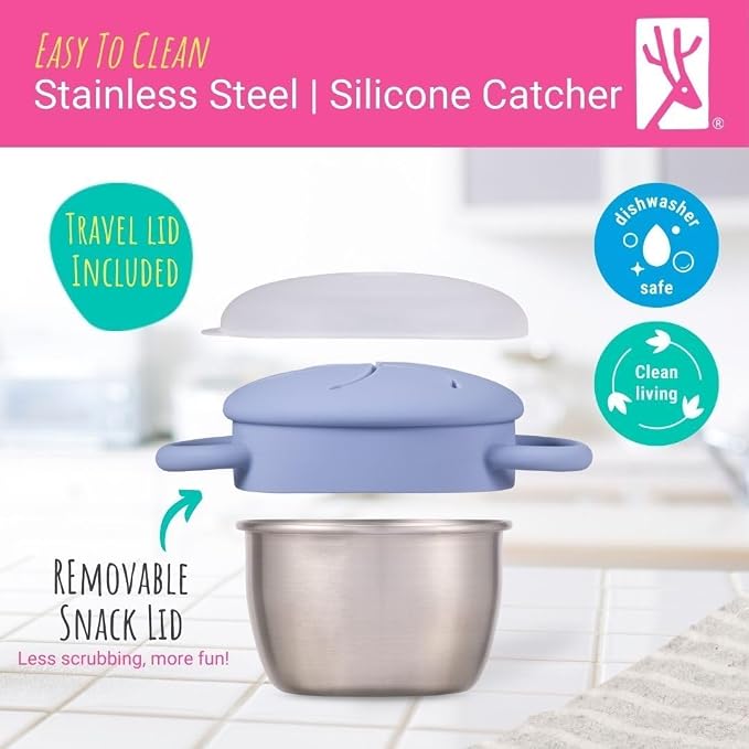 Elk and Friends Stainless Steel Snack Cups | Removable Silicone Food Catcher - Image 6