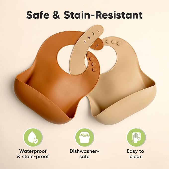KeaBabies 2-Pack Silicone Baby Bibs - Image 6