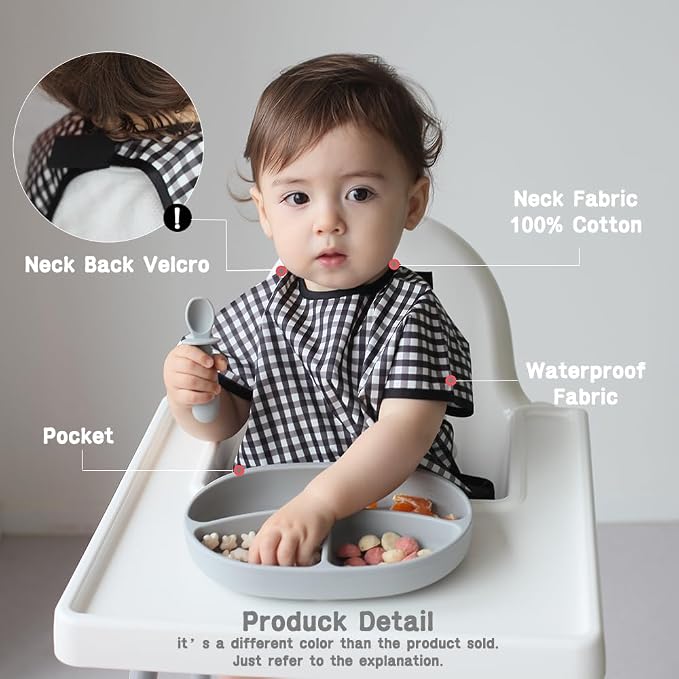 Short Sleeve Waterproof Bib for Toddlers – Feeding Apron for Mealtime, - Image 6