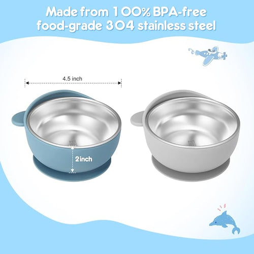 2 Pack Stainless Steel Baby Bowls - Image 2