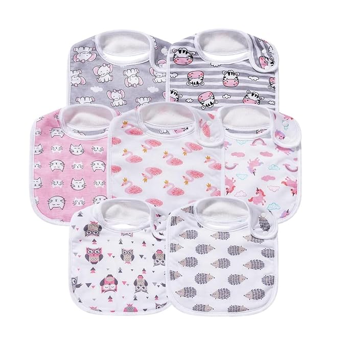 7 Pack Baby Cotton Absorbent Bibs by Gelisite