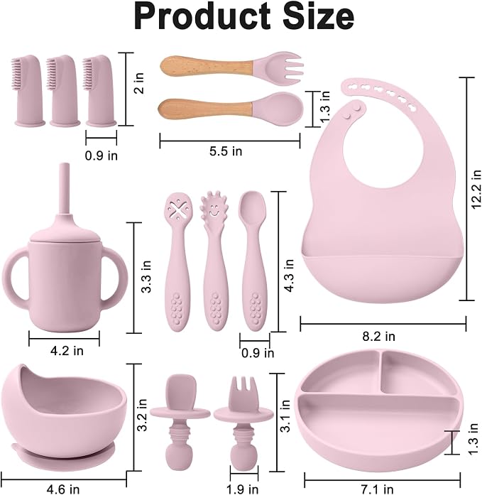 LITTLE RAWR Silicone Baby Feeding Set 14 Pcs, Baby Led Weaning Supplies - Image 7