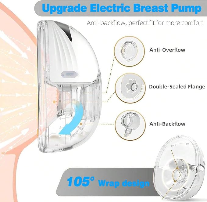 LAMSUET Electric Hands-Free Breast Pump, Strong Suction Wearable Breast Pump - Image 2