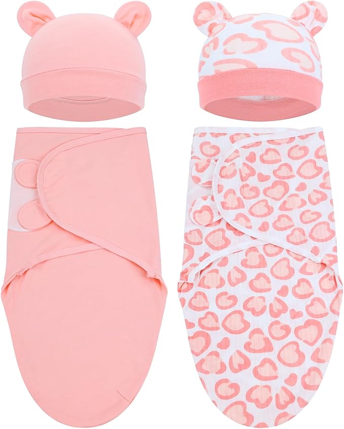 Cinaci 2 Pack Adjustable Soft Cotton Blend Newborn Baby Receiving Swaddle by Cinaci