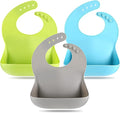 Silicone Bibs for Babies Toddler Set of 3, BPA Free, Soft Adjustable Waterproof by Eascrozn