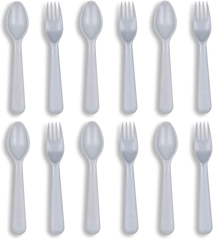 12 Pcs Kids Spoons and Forks Toddler Utensils Plastics Reusable Silverware Baby by Muulaii