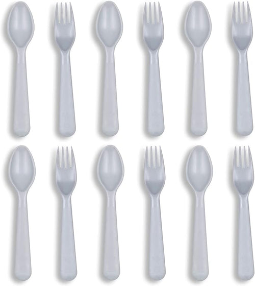 12 Pcs Kids Spoons and Forks Toddler Utensils Plastics Reusable Silverware Baby by Muulaii