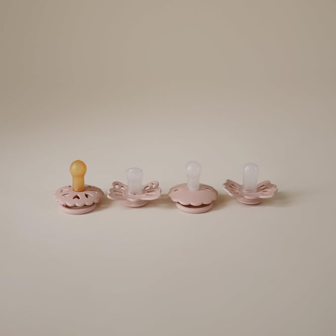 FRIGG Baby's First Pacifier​ Set | Floral Heart 4-Pack | Made in Denmark | - Image 3
