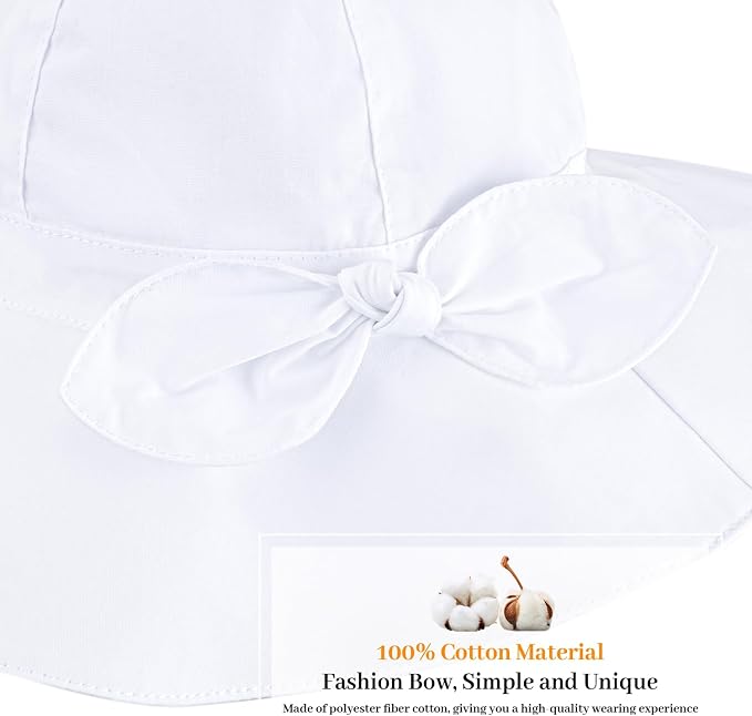 Baby Girl Sun Hat with UPF 50+ Outdoor Adjustable Beach Hat with Wide Brim - Image 5