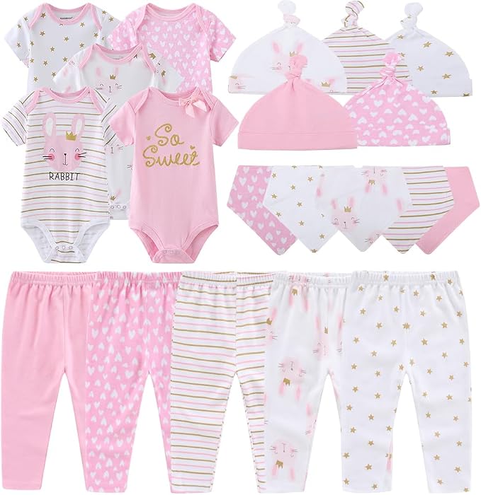Kiddiezoom Newborn Baby Girl Boy Clothes Baby Outfits Pants Bodysuits Gifts Set by Kiddiezoom