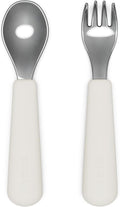 Lalo Utensils - Toddler Fork and Spoon Set - Stainless Steel and Silicone by Lalo