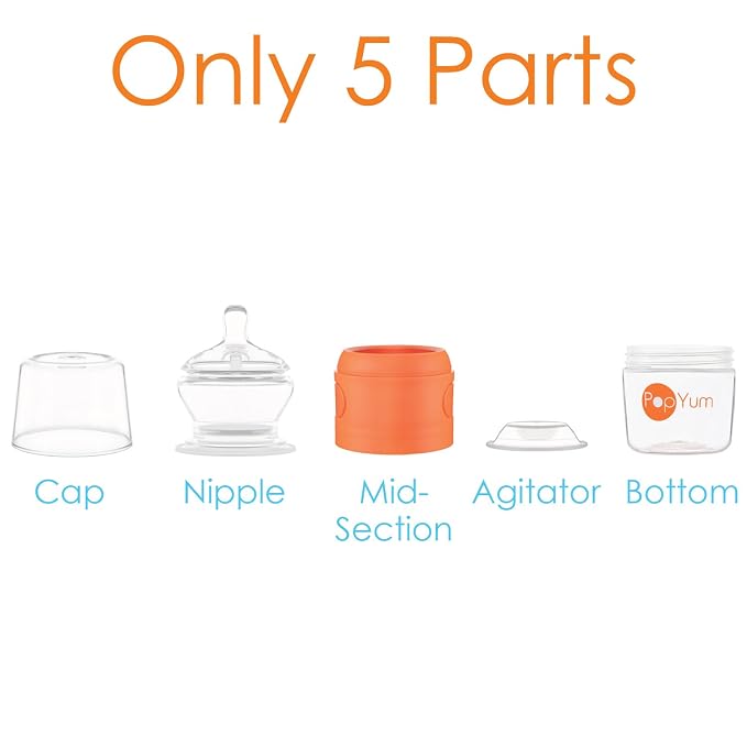 PopYum 5 oz Orange Anti-Colic Formula Making/Mixing/Dispenser Baby Bottles - Image 6