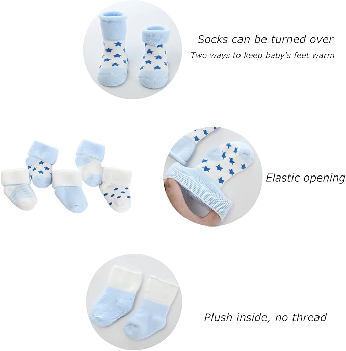 Newborn Baby Boy Girl Caps Mittens Socks Set Cotton Baby Essentials Accessories - Image 3