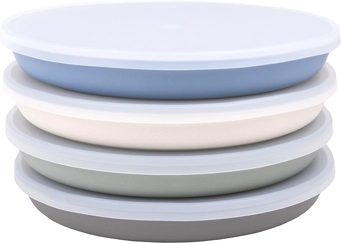 WeeSprout Bamboo Plates with Silicone Lids, Kid-Sized Dinnerware, Leftovers & by WeeSprout