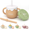 Honey Jar Pot 3-in-1 Silicone Training Cup 8.5oz, Unisex Baby Sippy Cup by teensypeepsy