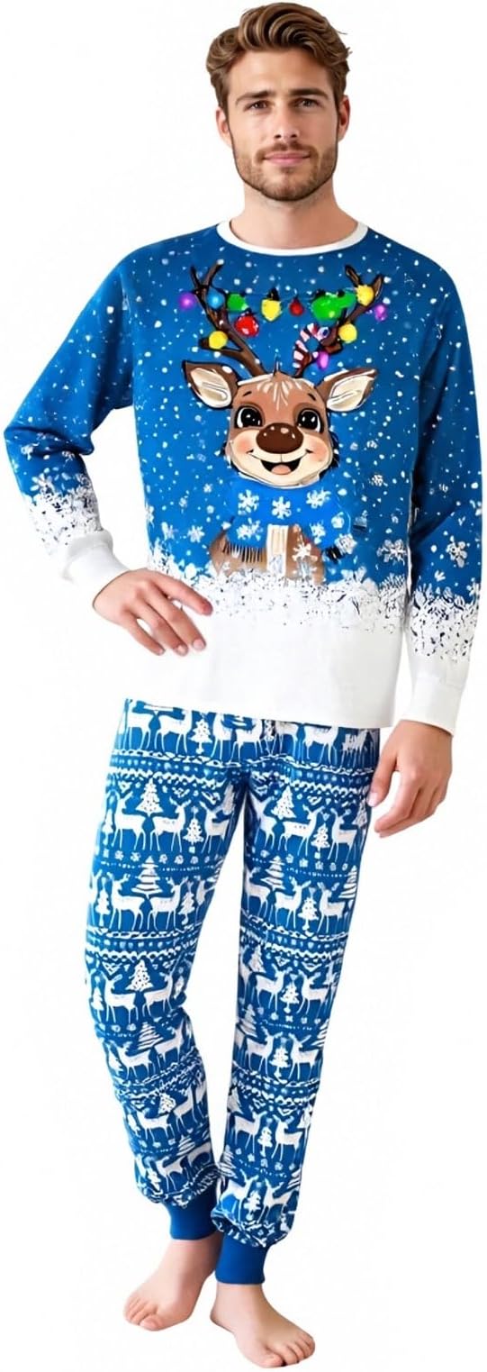 Awoscut Christmas Family Matching Pajamas Christmas Pjs Holiday Nightwear - Image 2