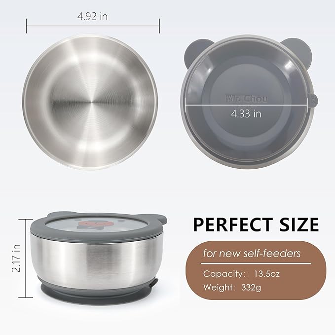 MR. CHOU Baby Bowls with Non-Slip Silicone Suction Cup, Insulated Double-Layer - Image 8