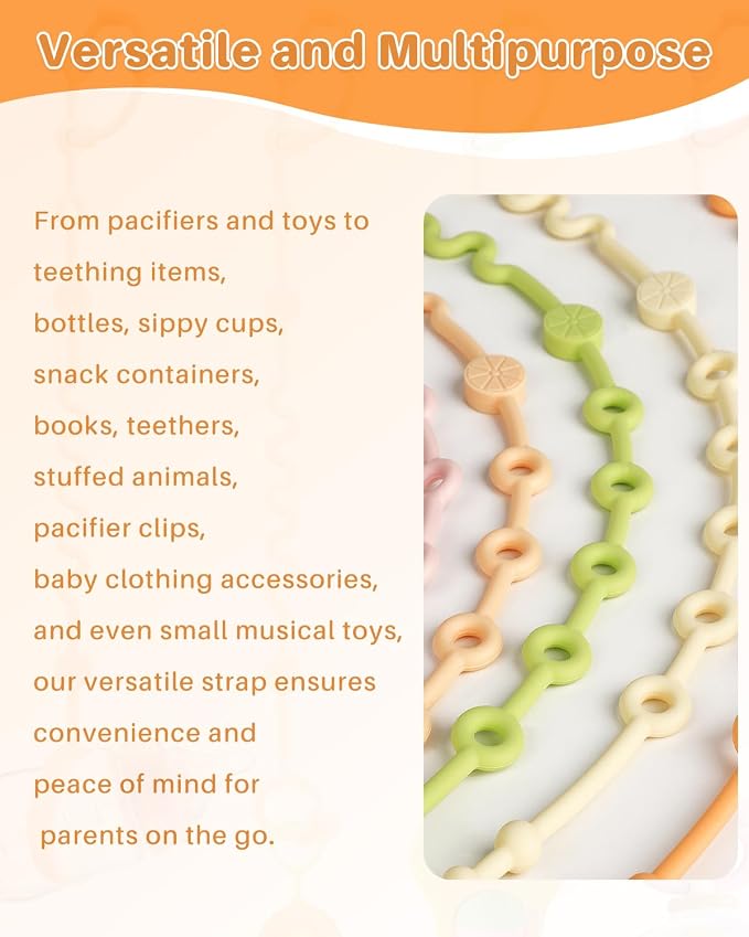 Toy Straps for Baby, Silicone Baby Tether Pacifier Clip, No Throw Baby Travel - Image 5
