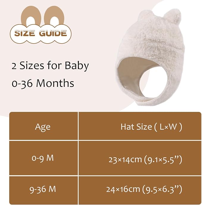 Bear Baby Winter Hat Toddler Earflap Beanie Unisex Infant Snow Cap Warm Fleece - Image 5