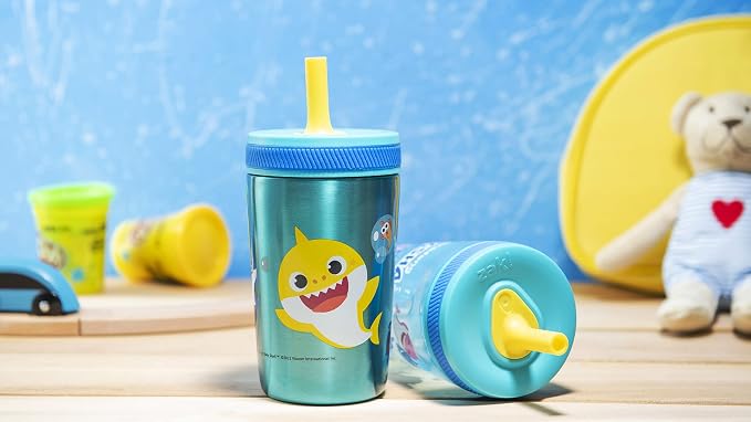 Zak Designs Baby Shark Kelso Tumbler Set, Leak-Proof Screw-On Lid - Image 9