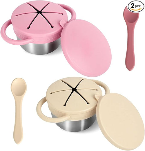 2 Pack Stainless Steel Toddler Snack Cups, Snack Containers by Unknown