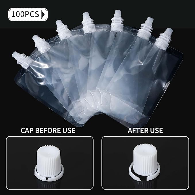 Meanplan 100 Pcs Plastic Pouches Bulk Reusable Squeeze Pouches Clear Plastic - Image 6