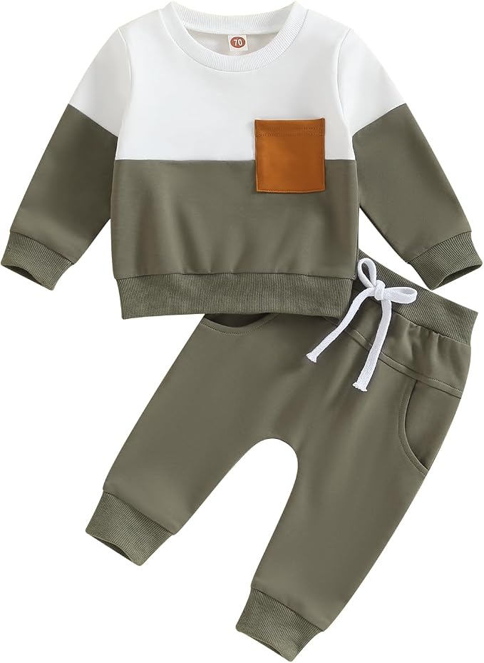 Kupretty Toddler Baby Boy Fall Winter Clothes Color Block Long Sleeve by Kupretty