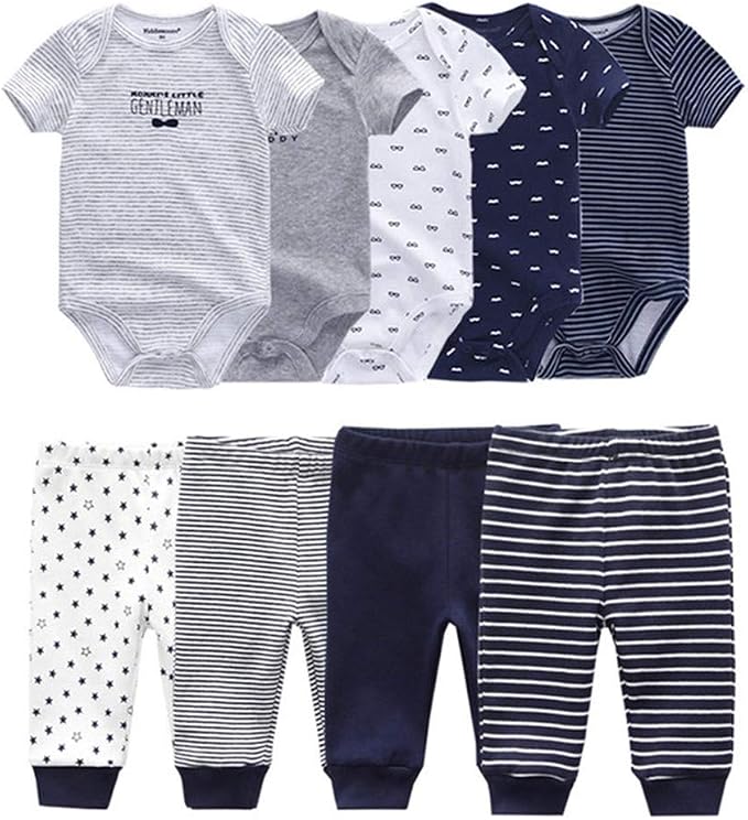 Baby Layette Set Baby Boys' 9-Piece Bodysuits Pants Set Toddler Girl Boy Unisex by Kiddiezoom