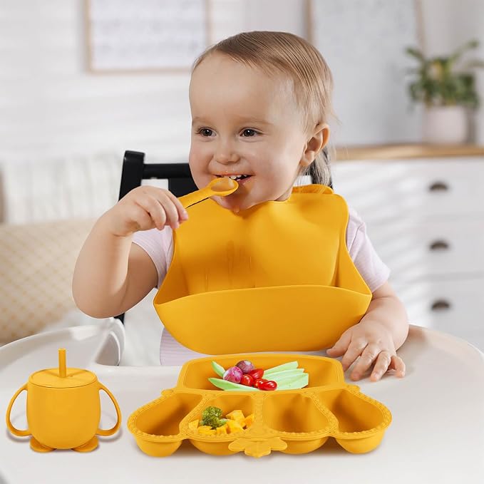Silicone Baby Feeding Set 10 Pcs Baby Led Weaning Supplies Suction Bowl Divided - Image 7