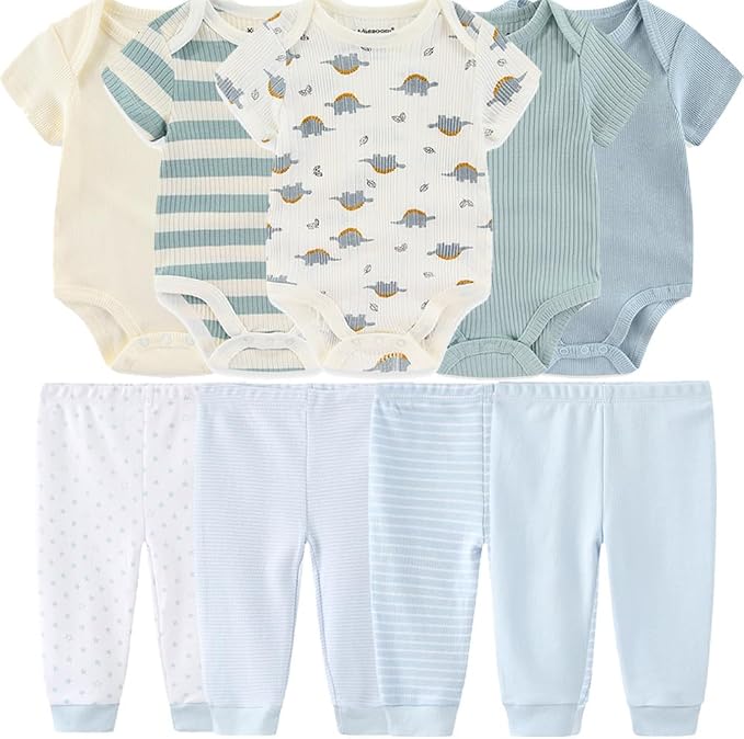 Baby Layette Set Baby Boys' 9-Piece Bodysuits Pants Set Toddler Girl Boy Unisex by Kiddiezoom
