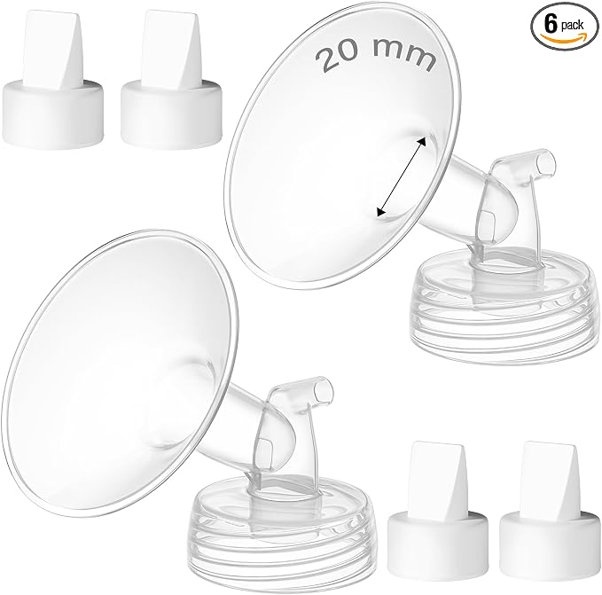 6PCS 20mm Breast Pump Flanges, Duckbill Valves Compatible by GOTOCUT