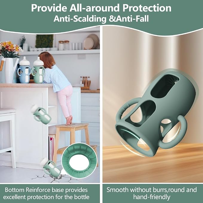 2 Pack Silicone Sleeves for Avent Natural Glass Bottles, Anti Breakage Baby - Image 2