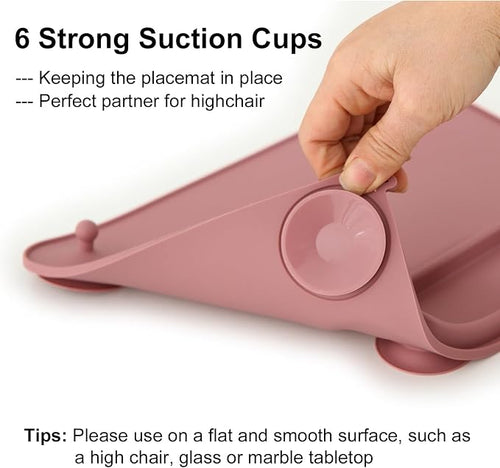 2 Pack Baby Silicone Mat, with Suction Base and 8 Stretchable Straps, Seposeve - Image 2