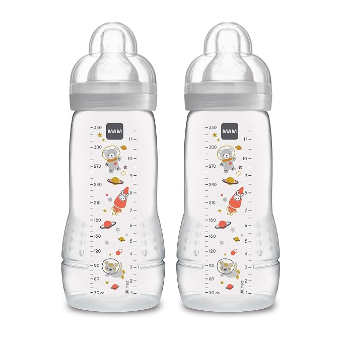 MAM Easy Active Baby Bottles 11oz, Fast Flow Skinsoft Silicone Nipple by MAMBabyUSA