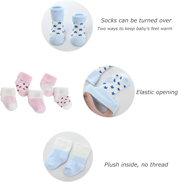 Newborn Baby Boy Girl Caps Mittens Socks Set Cotton Baby Essentials Accessories - Image 4