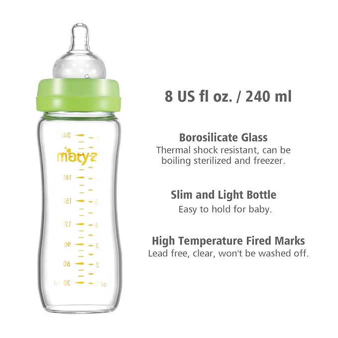 Matyz Glass Breastmilk Baby Feeding Bottle - Image 3