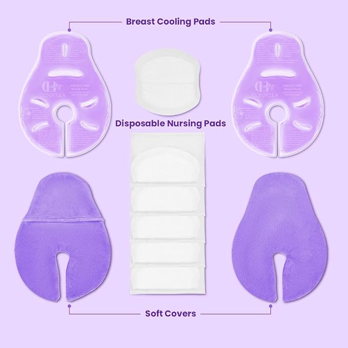 2 Larger Breast Ice Packs with Soft Covers and 6 Breast Pads - Image 4