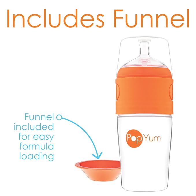 PopYum 9 oz Orange Anti-Colic Formula Making/Mixing/Dispenser Baby Bottles - Image 8
