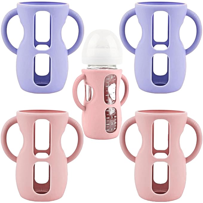 4 Pack Silicone Sleeves for Avent Natural Glass Baby Bottles, Silicone and by Unknown
