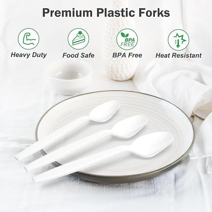 360 Count White Plastic Spoons Disposable, Heat Resistant, Solid and Durable - Image 4
