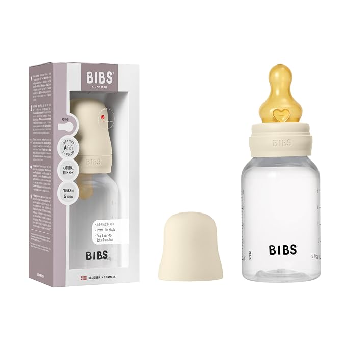 BIBS Baby Bottle 5 oz / 150 ml Natural Rubber Latex Nipple by BIBS